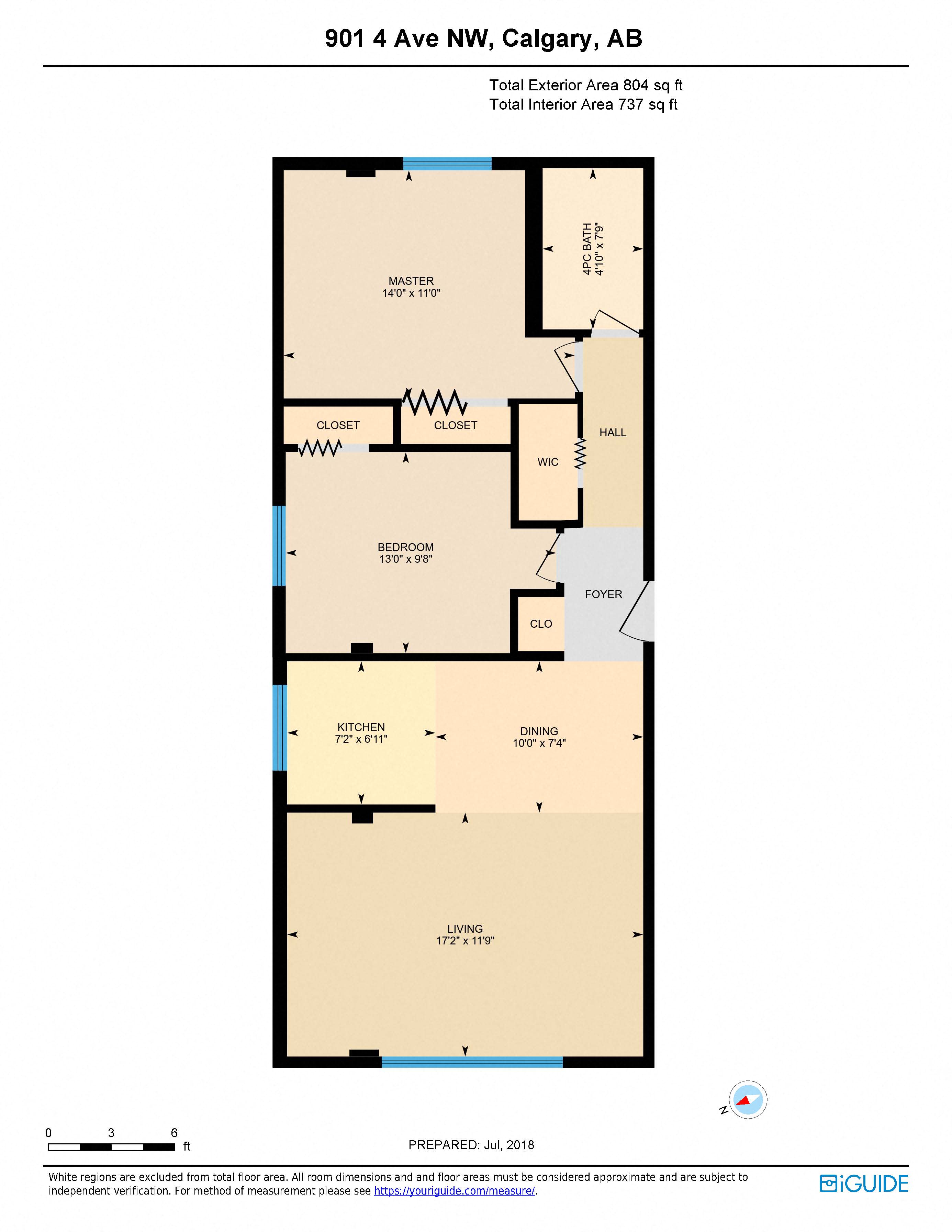 Floor plan for 2 beds, 1 bath
